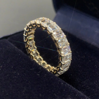 Bague de fiançailles personnalisée pour femmes 14K 18K taille émeraude diamant cultivé en laboratoire mode bague de mariage éternité bijoux