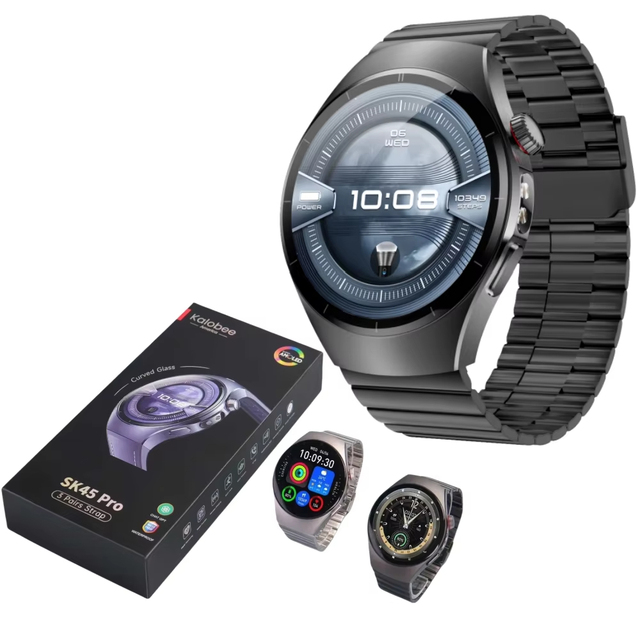 Smartwatch Set SK45pro 1.53inch Waterproof Heart Rate Blood Oxygen BT Call Wireless Charging Smartwatch for Men with 3 Straps