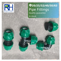 RUNHUA Nuevo Conector de Compresión de Color Verde para Suministro de Agua, Conexión Rápida Tipo T, Tapones de Extremo, Accesorios para Riego por Goteo Agrícola HDPE
