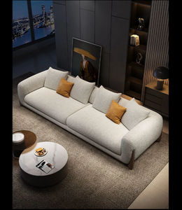 Modern Italian Luxury Corner Sofa <strong>Velvet</strong> Cloth Tea/<strong>Coffee</strong> <strong>Table</strong> with Slate Top for Living Room for Apartment Use - Product Image 2