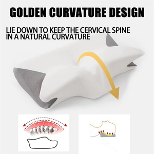 Almohada ergonómica de espuma viscoelástica para el cuello, diseño acolchado de forma irregular para soporte al dormir y protección de la columna cervical - Product Image 4