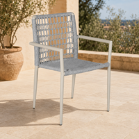 Chaise de salle à manger d'extérieur confortable en corde tressée, design européen, avec structure en aluminium inaltérable pour patio, parc et loisirs