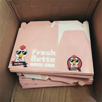 Boîte personnalisée rose pour poulet frit Boîte d'emballage aéré pour ailes avec sauce Poulet croustillant et frites à emporter Boîte à pizza pour frites de poulet