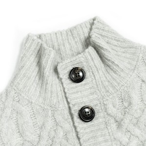 AiNear Wholesale Custom logo Design Oem &amp; Odm Long Sleeve <strong>Turtle</strong> <strong>Neck</strong> Chunky <strong>White</strong> Men's Wool Cashmere Knitted Cardigan Sweater - Product Image 2