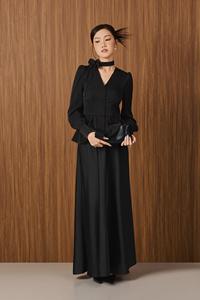 Chemise en soie de qualité supérieure avec motif d'orchidée, col en V élégant/féminin avec nœud décoratif ORCHID BLOOM - KA55 - Product Image 6