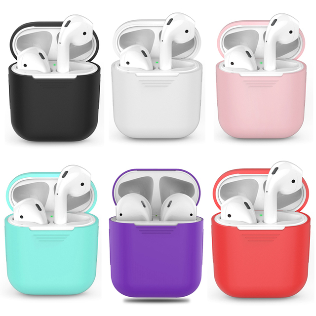 Soft Silicone Protective Case for AirPods 1 and 2 Wireless Earphone Cover with Keychain Cute Portable Headphone Case