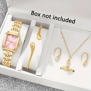 Orologio da donna di lusso leggero e di nicchia, popolare per lo streaming live, in lega, alla moda, rettangolare, con movimento al quarzo e lancette multipli - Product Image 4