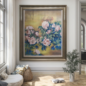 Dipinti Floreali Moderni Fatti a Mano su Pietra Arenaria, Arte Murale in Stile Cinese per Arredamento Casa e Ornamento Floreale, Opera d'Arte Elegante di Grandi Dimensioni - Product Image 5