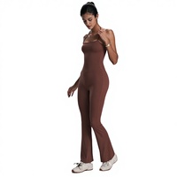 Combinaison de yoga sans manches en gros pour femme, une pièce, sans couture, moulante, séchage rapide, pour le sport, en Spandex