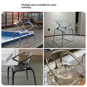 AVA Transparent Acrylic <b>Stackable</b> <b>Dining</b> Table <b>Chair</b> Light Luxury High-End Nordic Italian Designer Crystal Living Room Single - Product Image 5