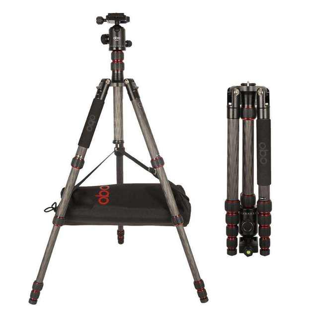 Lightweight Carbon Fiber Travel Tripod Portable Folding Tripod with Monopod & Ball Head for DSLR Travel & Landscape Photography