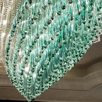 Lustre de plafond LED personnalisé en verre en forme de fleur, haut de gamme, pour hôtel, restaurant, salle de banquet