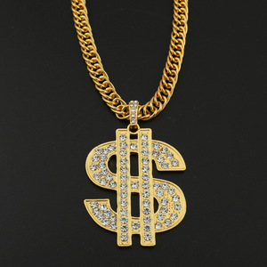 <span class=keywords><strong>Hip</strong></span> <span class=keywords><strong>Hop</strong></span> <span class=keywords><strong>Rap</strong></span> Or Couleur <span class=keywords><strong>US</strong></span> Dollar Pendentif Collier De Luxe Strass Dollar Argent Symbole Collier pour Rock Bijoux Accessoires - Product Image 2