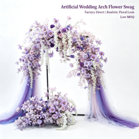 Kit floral artificiel mixte série violette, arrangement de roses assorties pour décoration de toile de fond de mariage et de cérémonie