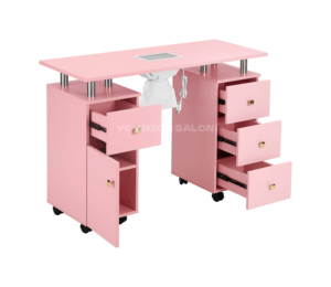 Table de manucure rose, fournitures d'usine directe, tables à ongles avec aspirateur, table mobile pour réparation d'ongles, bureau à ongles - Product Image 4