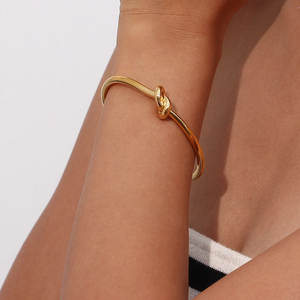 Bracelet et jonc en acier inoxydable anti-ternissement, résistant à l'eau, plaqué or 14K 18K, pour femmes - Product Image 4