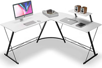 Table d'ordinateur de bureau longue en forme de L de style moderne, simple, marron, blanc, noir, table de jeu d'angle pour la maison