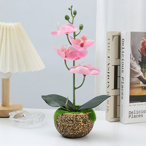 Fleur Artificielle Quatre Phalaenopsis En Pot Maison Bureau Porche Place Pâte À Papier Petites Fausses Fleurs En Pot - Product Image 5