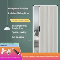 Porte coulissante ultra-fine à cadre étroit, motif nid d'abeille, coupe-vent moderne, pour cuisine, salle de bain, balcon, porte pliante