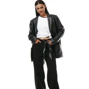 กางเกงยีนส์ทรงตรงเอวสูงสำหรับผู้หญิง ระบายอากาศได้ดี เป็นมิตรกับสิ่งแวดล้อม เอวยืดหยุ่นสบาย ผ้าเดนิมไม่ยืด สีอ่อน สวมใส่สบายๆ ไซส์ S-XL - Product Image 1