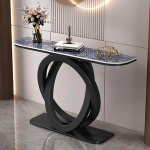 Consolle Rotonda in Stile Italiano Moderno e Lussuoso con Piano in Lastra di Pietra per Arredamento d'<span class=keywords><strong>Ingresso</strong></span> - Product Image 2