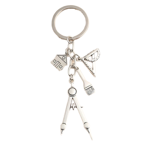 Llavero QYS de metal para arquitecto/ingeniero con brújula, regla triangular y amuleto para mochila, regalo - Product Image 1