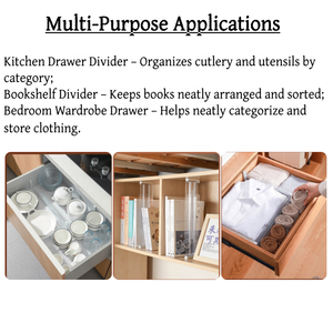 Diviseurs de tiroirs extensibles en plastique transparent épaissi, séparateurs organisateurs à longueur réglable pour armoire de cuisine, placard, étagère - Product Image 6