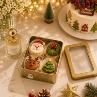 Boîte métallique rectangulaire professionnelle en gros avec fenêtre, personnalisable avec logo, pour emballage de muffins, idéale pour Noël