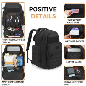 <span class=keywords><strong>Sac</strong></span> à <span class=keywords><strong>dos</strong></span> à langer tactique inspiré de l'armée en nylon Cordura 1000D imperméable <span class=keywords><strong>avec</strong></span> sangles Molle, capacité 34L, fermeture éclair et matelas à langer - Product Image 5