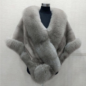 Hot Sale New Fashion Winter Warm Ladies Luxury Customized Cape Shawl Women Faux Fox <strong>Mink</strong> Fur <strong>Poncho</strong> - Product Image 3