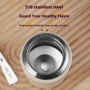 Conteneur alimentaire portable en acier inoxydable avec poignée, 500 ml, double paroi sous vide, hermétique, pour le stockage et les boissons, avec poignée intégrée - Product Image 4