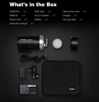 Flash de studio Godox AD300Pro pour extérieur, 300Ws avec batterie rechargeable de 2600mAh pour la photographie en studio