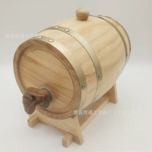 Fût en bois de 3L en chêne avec bandes en laiton et robinet pour la présentation de vin sur comptoir - Product Image 5