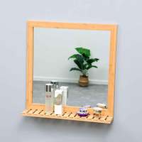 Miroir mural en verre avec cadre en bambou de style moderne, design minimaliste écologique pour chambre à coucher, salle à manger, couloir, décoration intérieure, à suspendre