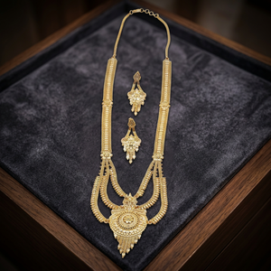 Vente de gros Bijoux fantaisie 14K 18K 24K plaqué or formant ensemble de bijoux longs, bijoux longs traditionnels, bijoux en laiton plaqué or. - Product Image 1