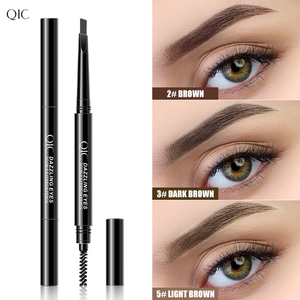QIC – <span class=keywords><strong>crayon</strong></span> à sourcils triangulaire éblouissant à double tête, rotatif, imperméable, lisse, naturel, longue durée, noir, brun foncé - Product Image 2