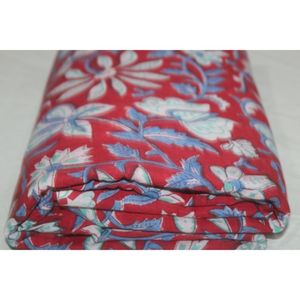 Tissu en coton imprimé floral rouge et bleu 110 GSM pour rideaux, couches, textiles de maison, sacs, accessoires au meilleur prix - Product Image 4