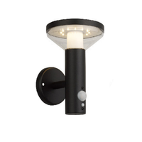 Lampes solaires LED d'extérieur étanches en acier inoxydable noir avec détecteur de mouvement et batterie pour mur et clôture, à intensité variable
