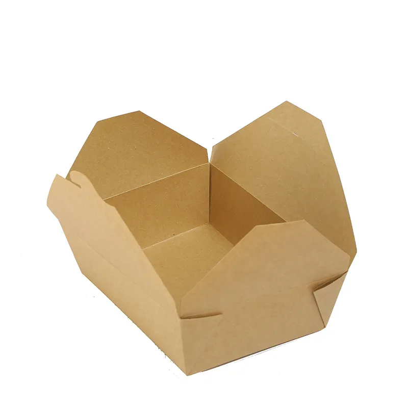 Vente en gros d'emballages en papier de qualité alimentaire Boîtes d'ailes de poulet congelées Boîte de poulet frit à emporter avec pignon avec poignée imprimée personnalisée