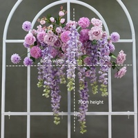 Guirlande florale artificielle élégante en glycine, couleurs violet, rose, blanc, rouge, bleu, fleurs flottantes pour la décoration d'arche de mariage