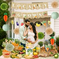 Ensemble de décoration pour baby shower, produit localement |   Marché des agriculteurs avec bannières, pompons et lanternes en papier de production locale pour la décoration de fête