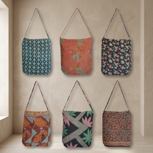 กระเป๋าสะพายไหล่ Bengali Gudri Kantha แนววินเทจ - Product Image 3