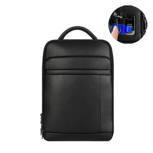 Bolso con bloqueo de huellas dactilares, bolso de cuero genuino multifunción personalizado, mochila inteligente antirrobo para ordenador portátil para hombres de negocios - Product Image 3