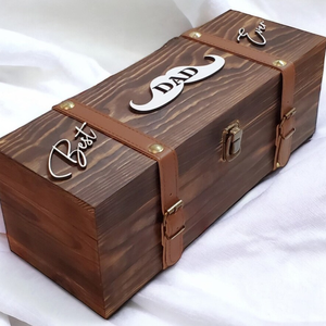 Bán Buôn Khóa Chốt Giả Da Cổ Điển Nâu Carbon Gỗ Duy Nhất Giữ Chai Rượu Vang Hộp Quà Tặng - Product Image 4