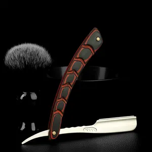 Rasoir pour hommes 2 couleurs rétro <span class=keywords><strong>à</strong></span> lame unique, épilation manuelle, bois de barbier, rasoir droit en métal sur la signification - Product Image 2