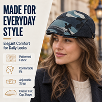 Casquette plate unisexe en jean camouflage bleu marine avec slogan brodé argenté, boucle réglable, style vintage, pour fêtes, vente en gros