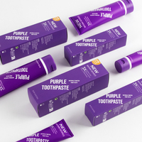Dentifrice blanchissant violet 120g, élimination naturelle des taches, haleine fraîche, amélioration du teint des dents, logo personnalisé OEM, approvisionnement en gros