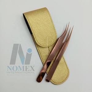 Pince à épiler Dolphin Style Plasma Rose Gold Anodized en acier inoxydable écologique pour extensions de cils antistatiques, soins personnels - Product Image 5