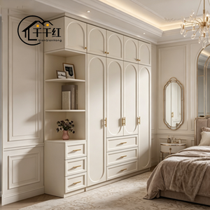 Armadio <span class=keywords><strong>in</strong></span> <span class=keywords><strong>Legno</strong></span> <span class=keywords><strong>Massello</strong></span> Stile Francese Moderno, Bestseller, Semplice Colore Crema, Personalizzabile, Mobile per Camera da Letto, Armadio Porta Abiti - Product Image 5