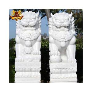 Grande Sculpture de Statue de <span class=keywords><strong>chien</strong></span> Foo en pierre chinoise Antique, Sculpture de <span class=keywords><strong>chien</strong></span> Fu en marbre chinois, fabricant de Statue - Product Image 2